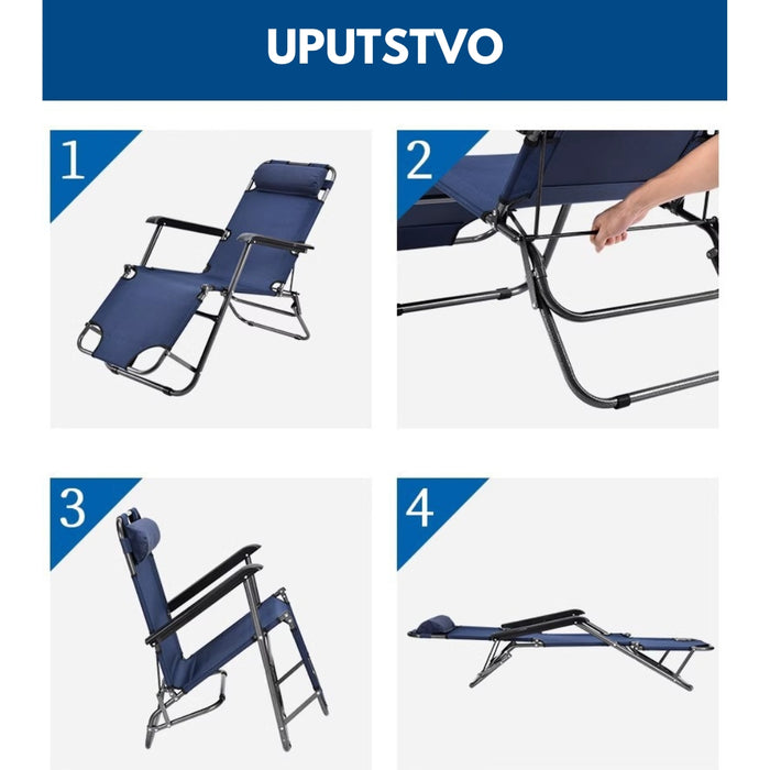 Sklopiva prenosiva kamping ležaljka stolica - VELIKA (178 x 47 CM)