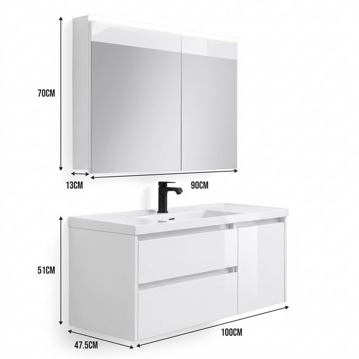 MARQUA kupatilski set (ormarić + lavabo + ogledalo)