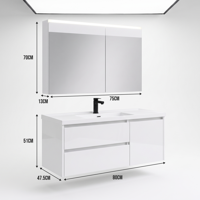 MARQUA kupatilski set (ormarić + lavabo + ogledalo)